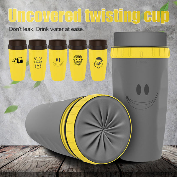 No Cover Twist Cup Travel Portable Double Insulation Tumbler Straw Water Bottles