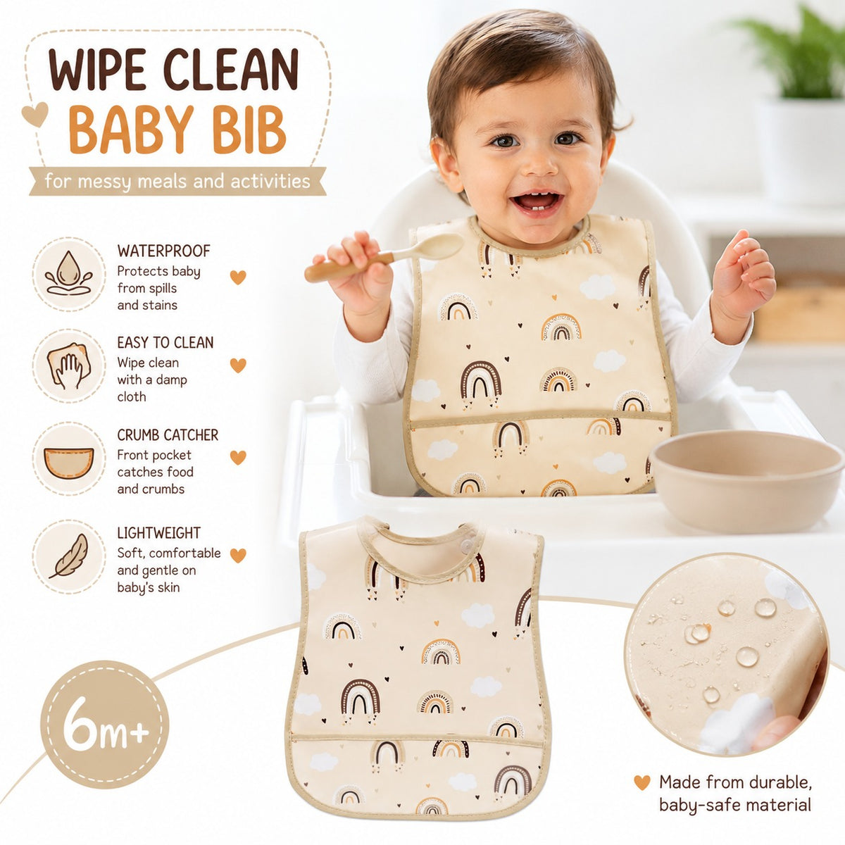 Wipe Clean Baby Bib - Image 2